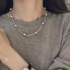 Collar de Plata Esterlina S925 Zhen Duo Ma Gris Shijia Zhengyuan Perla Brillante Diseño Nicho Estilo Frío Mujer