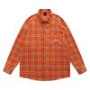 Camisas Americanas Xadrez Laranja de Manga Longa para Homens e Mulheres no Outono Soltas Dopamina Camisas de Casal Jaquetas Casuais Personalizadas