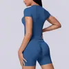 Conjunto de yoga de dos piezas, de punto sin costuras, color liso, transpirable y de manga larga, para deportes, running y fitness, de origen europeo y americano