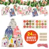 Bolsa de regalo de algodón con cordón impresa para Navidad 24 pegatinas digitales calendario de adviento de cuenta regresiva bolsa de regalo con cordón
