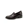 Zapatos de moda simples y elegantes de tacón bajo de 3.5 cm, nuevo modelo otoño e invierno 2026, punta redonda, tacón grueso, zapatos de cuero para mujer sin cordones