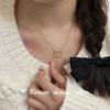 Joyería Plata Brillante Dongdaemun de Corea del Sur Plata de Ley S925 Collar de Corazón Nudo Dorado Estilo Ins Apilamiento Simple para Mujeres