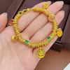 Autêntico Wei Xue Mesmo Estilo Esmalte Azul Queimado Deus Amarelo da Riqueza Xiao Pang Fu Pulseira Envolvente de Disco Feminina Guofeng Pulseira de Cinco Caminhos do Deus da Riqueza