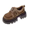 Sapatos Pequenos de Couro Estilo Britânico para o Inverno 2026, Sapatos Versáteis Vintage com Solado Grosso e Forro de Lã, Sapatos Mary Jane de Camurça para Mulheres no Inverno