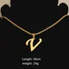 Collar Trenzado Colgante Letra Inglesa Simple de Acero Inoxidable Europeo y Americano Moda Versátil Colgante Letra Grande Cadena Clavicular