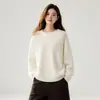 Perezoso~Suave y pegajoso cachemir costilla ancha cuello redondo grueso hueco color liso moderno suéter de punto pullover suéter versátil