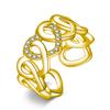 Anillo de Corazón Hueco Chapado en Platino Apertura Ajustable Anillo con Diamantes de Entrega en Forma de Corazón Anillo con Forma de Corazón