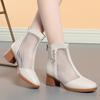 Sandalias de Malla para Mujer, Nuevo Estilo Primavera y Verano, Tacón Grueso, Zapatos Altos Huecos Transpirables, Suela Suave, Sandalias para Mamá de Mediana Edad, Talla Grande