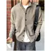 Cárdigan de Punto con Cuello Medio Alto de Botones Estilo Retro Americano para Hombre Otoño e Invierno Estilo Perezoso Chaqueta de Punto Casual de Gama Alta