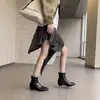 Botas Cortas Ajustadas de Cuero Suave Elástico con Punta Fina, Altura Interior de 5 cm, Tacón de Cuña, Cierre Trasero, Para Figuras Pequeñas Adelgazantes, Mujer, Otoño Invierno