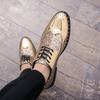 Zapatos Brillantes de Primavera y Otoño para Hombre 2025, Zapatos de Moda de Cuero para Hombre de Negocios, Zapatos Brogue de Cuero con Lentejuelas