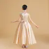 Disfraz de Actuación Coral Infantil 2026 Vestido para Niñas Vestido de Princesa Anfitrión de Actuación de Piano Color Champaña Vestido para Niña Grande