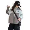 Jaqueta de Esqui Feminina 2026 Roupa Externa Casual Estilosa para Crianças Primavera e Outono Três em Um Forro Removível Jaqueta Corta-Vento
