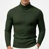 Suéter de punto de cuello alto de manga larga para hombre de talla grande en stock transfronterizo, estilo europeo y americano, cálido, color liso, tejido de ochos, camisa base
