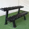 Venta al por mayor de fábrica estante para mancuernas de gimnasio de doble capa equipo deportivo de fitness seis pares estante para mancuernas de doble capa Soporte