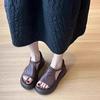 Sandalias Retro de Cuña Abiertas para Mujer, Nuevo Estilo Verano 2026, Calados Casuales Cómodas Planas Estilo Romano