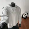 Moletom com capuz masculino, estilo duas peças falsas, decote V, coleção outono 2026, estilo retrô americano, moderno e descolado, corte solto, moletom plus size
