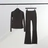 [Em Estoque] Conjunto de Jaqueta com Capuz e Calça Flare Ld Esportivo Jaqueta com Capuz de Gola Alta Outono Jaqueta Esportiva para Yoga