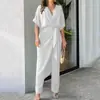 Moda Transfronteiriça Europeia e Americana 2026 Conjunto de Duas Peças Elegante para o Dia a Dia Feminino Top Plissado Irregular Calça de Cintura Alta de Perna Larga