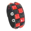 Estilo Europeo y Americano Punk Fresco Moda Callejera Nightclub Oscuro Colorido Pulsera Cuadrada con Remaches Combinación de Cuero para Pareja