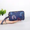 Porta-moedas Feminino Longo Tecido Clutch Três Camadas Zíper Carteira Feminina Grande Capacidade Bolsa para Celular