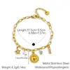 Pulseira Europeia e Americana Transfronteiriça Nova de Aço Inoxidável Pingente Coração Sol de Pedra Natural Joia de Mão Feminina com Temperamento Pulseira de Contas