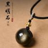 Pulsera para Mujer Estilo Nacional Chino Nuevo Danza del León Cuerda Telescópica Ajustable Obsidiana Plateada Combinable Accesorios de Collar Simples Ins