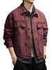 Chaqueta de mezclilla de algodón puro de alta gama, estilo retro, peso pesado, con cuello alto, nueva colección de otoño para hombre, acabado lavado y desgastado, estilo holgado y casual