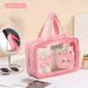 Bolsa de tocador de viaje, Bolsa de cosméticos, PVC impermeable, Bolso de mano portátil, Gran capacidad de almacenamiento, Transparente, Visible, Diseño de dibujos animados lindo