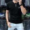 Camiseta de manga corta con cuello redondo para hombre, cómoda y transpirable, de algodón mercerizado, de media manga con letras, top de moda de verano para hombre.