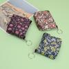 Bolsa de Lona Floral para Moedas Mini Bolsa para Guardar Moedas Zíper Estudante Tecido Simples Bolsa de Tia Armazenamento de Cabo de Dados