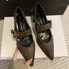 Sapatos Mary Jane Retrô de Bico Fino e Boca Rasa para Mulheres, Novo Estilo Primavera e Outono 2026, Salto Médio Estilo Francês, Adequados para Combinar com Saias, Sapatos de Couro com Salto Grosso