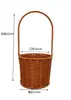 Cesta de Flores Portátil Mimbre Tejido Paja Ratán de Plástico Cesta de Flores de Ratán Adornos Decorativos Flores Flores Secas Arreglo Floral Cesta de Regalo Recuerdo