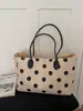 Bolso de Moda Transfronterizo 2026, Bolso de Mano de Lunares, Bolso Tote de Lino Estilo Coreano, Bolso de Hombro de Gran Capacidad para el Trabajo