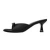 Sandalias de Tacón Fino para Mujer, Nuevo Estilo de Verano, Estilo Francés, Lazo, Punta Cuadrada, Tacones Altos, Elegantes, con Faldas, Sandalias Caladas para Usar por Fuera