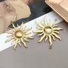 Acero Inoxidable Dorado Calado Sol Luna Ojo del Diablo Colgante Hecho a Mano DIY Pendientes Llavero Accesorios de Joyería