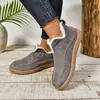 2026 Cruzamento Plus Size Feminino Plano Cor Sólida Forrado com Lã Engrossado Quente Inverno Novo Comércio Exterior Feminino Quente Sapatos de Algodão