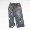 Roupas Masculinas Etai Versátil Tendência Peso Pesado Algodão Puro Impressão 3D Jeans Moda Adolescente Perna Reta Calças Casuais
