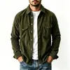 Camisa de pana retro americana para hombre, chaqueta de trabajo casual con solapa, chaqueta de manga larga para exportación