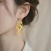 Pendientes de borla de metal plisado redondo anudado estilo europeo y americano Pendientes de botón versátiles Pendientes de atmósfera nicho Aros para orejas de mujer