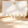 Novedades de Verano: Delicados Pendientes de Circonita Microincrustada, Juego de Tres Pares, Frescos y Dulces, Pendientes Versátiles y Elegantes con Circonita Microincrustada