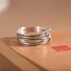 Joyería de Plata de Calidad y Personalidad: Anillo Atrae-Dinero Estilo Vintage de Plata Pura 990, Diseño Abierto Simple, Moderno, Lujo Ligero, Anillo Versátil