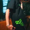 Y2K moda callejera retro americano punk estilo oscuro tendencia de moda simple versátil estampado casual gótico camiseta de manga corta