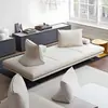 Sofá Minimalista de Tecido Prado Estilo Italiano para Sala de Estar, Linha Reta, Assento Dupla Face, Sem Braços, Encosto de Algodão e Linho, Móvel Doméstico Móvel