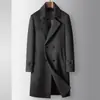 Casaco Masculino de Botão Duplo, Estilo Meio-Comprimento Outono e Inverno, Forro Removível 100% Lã, Trench Coat de Lã de Luxo de Alta Qualidade para Jovens Homens
