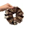 Scrunchie de Cuadros Vintage con Encaje Francés, Elástico Elegante para el Cabello para Mujeres, Dulce, Lindo, Versátil, Accesorio para Moño