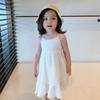 Vestido Blanco de Encaje Espalda Descubierta para Niñas 2026 Verano Vacaciones en la Costa Vestido de Tirantes para Playa Vestido Elegante para Niños