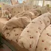 Inverno [Inspecionado] Ins Doce Leite Fresco Lã Conjunto de Quatro Peças Conjunto de Três Peças para Dormitório Estudantil Capa de Edredom Individual