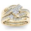 Sanjie deseja Novo Anel de Diamante Banhado a Ouro 18K Europeu e Americano Micro Zircon Três Conjuntos de Anel Anel de Noivado