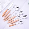 Procesos del Fabricante Mango de Madera Vajilla de Acero Inoxidable Madera Maciza Japonesa Cuchara Tenedor Palillos Espesos Cuchara para Helado Batidor de Huevos Mini para el Hogar
